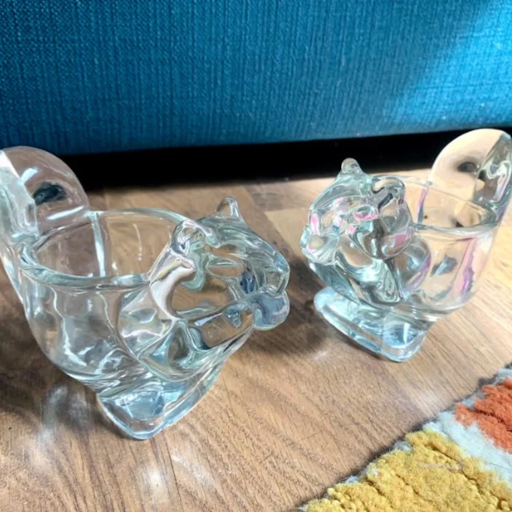 Glass Squirrel Tea Lights